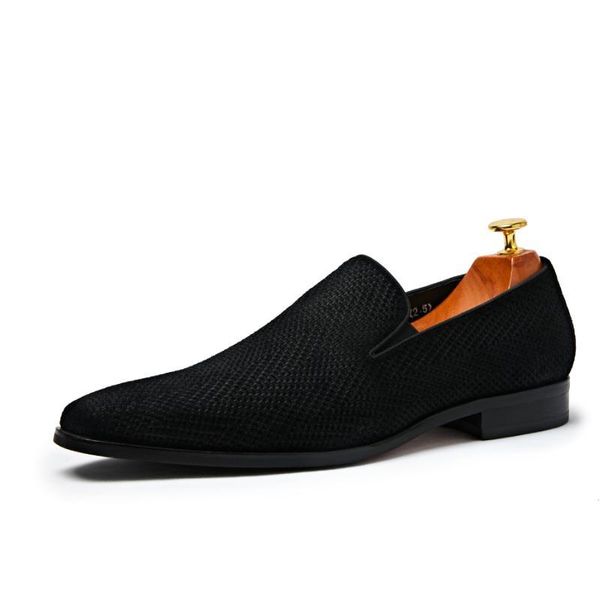 

spring summer cow suede leather casual men shoes comfortable breathable daily work mes business leisure slip-on dress, Black