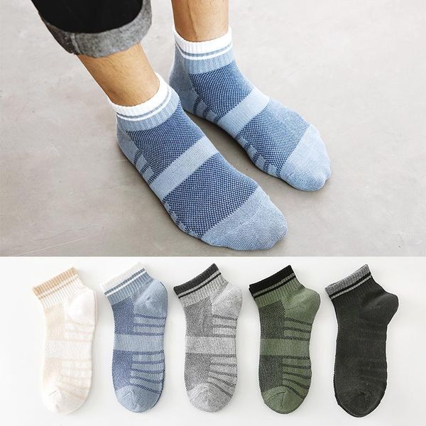 

men's socks hfu 5pairs cotton man short fashion breathable men ankle comfortable solid color casual male street fashions, Black