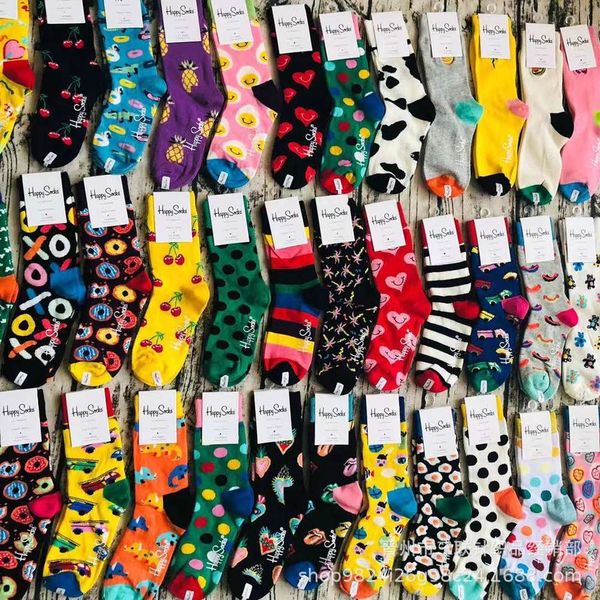 

new hi leather children's socks trendy middle tube happy street fashion personalized, Black