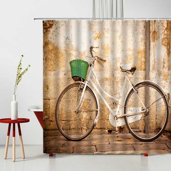 

shower curtains home bicycle curtain set retro bathroom bathtub decoration waterproof polyester