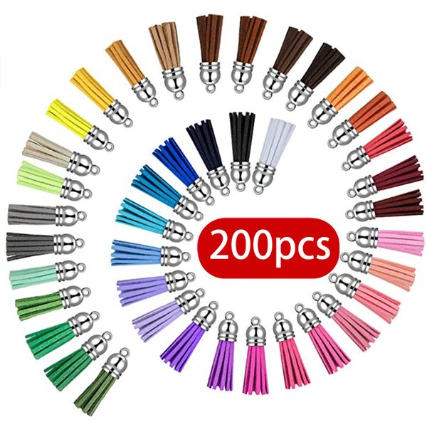

kimter keychains colorful tassel pendant 90pcs leather fringe diy jewelry making for earrings bracelet necklace charms supplies q404fz, Silver