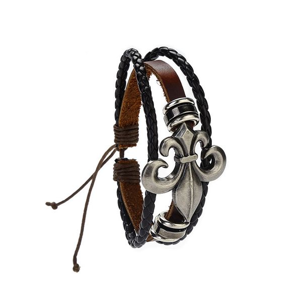 

bracelet fashion leather temperament alloy woven, Golden;silver