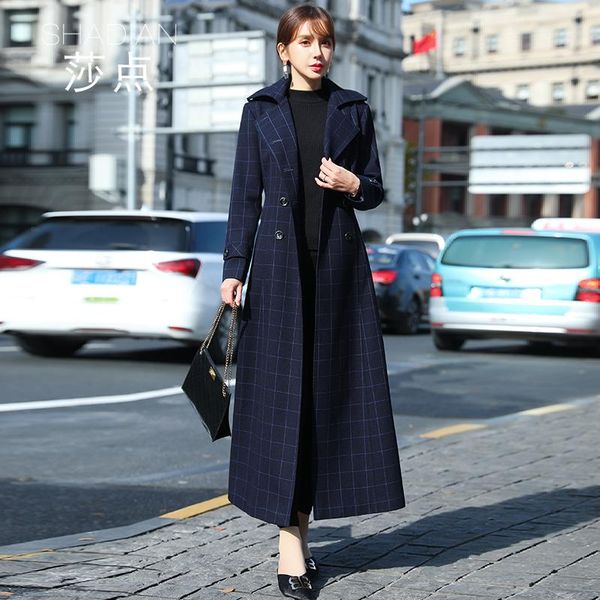 

women's trench coats plaid windbreaker coat mid long 2021 autumn fashion temperament british style thin, Tan;black