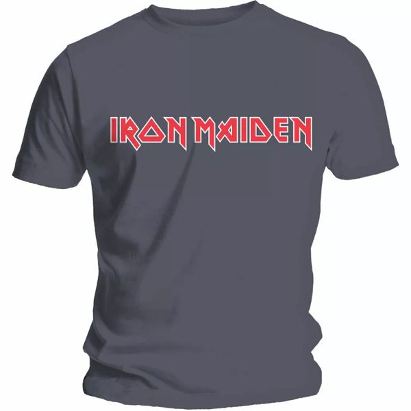 

official iron maiden t shirt classic logo grey classic rock metal band tee new, White;black