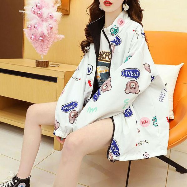 

women's trench coats corta vento feminina ladies printed 2021 fashion spring autumn retro korean coat commute female loose zipper pocke, Tan;black