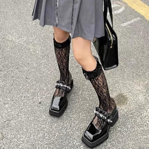 

dress shoes women mary jane square toe gothic vintage girls high platform college student chaussure femme ms19, Black