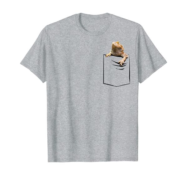 

funny bearded dragon in the pocket t-shirt, White;black