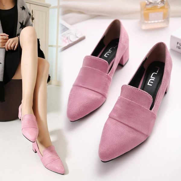 

dress shoes autumn wild suede thick heel women's, Black