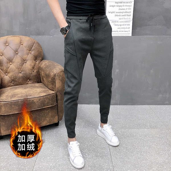 

men's pants moda coreano joggers lpis dos homens de qualidade inverno veludo grosso masculinas fino cordo calas casuais 9sn0, Black