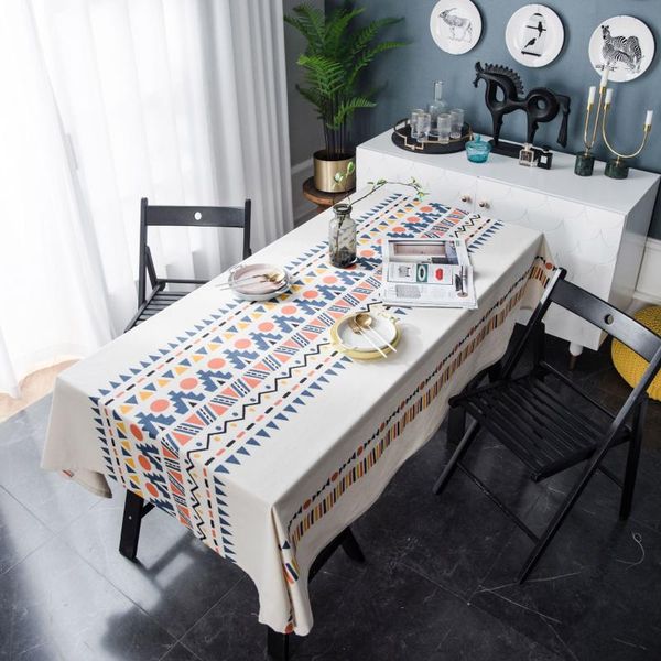 

table cloth cover geometric multicolor printing bohemian style living room household tablecloth cotton linen square