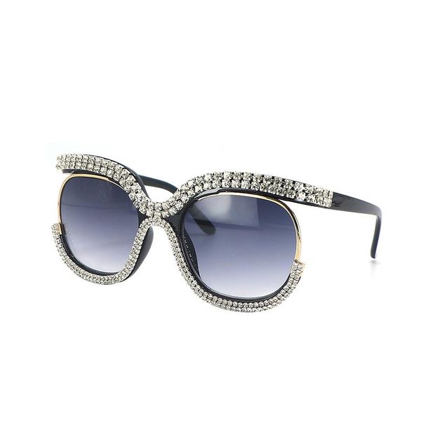 

sunglasses rhinestone oversized women diamond retro female square vintage brand designer glasses, White;black