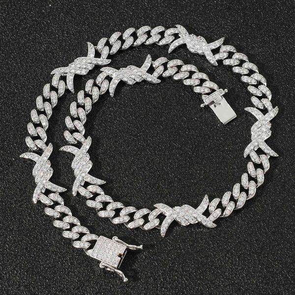 

ins bramble cuba chain men's and women's clavicle hiphop zircon necklace hip hop accessories, Black