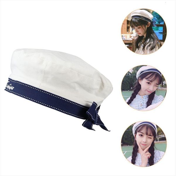 

1pc White Navy Sailor Hat All Matched Stylish Beret Uniform, Blue;gray
