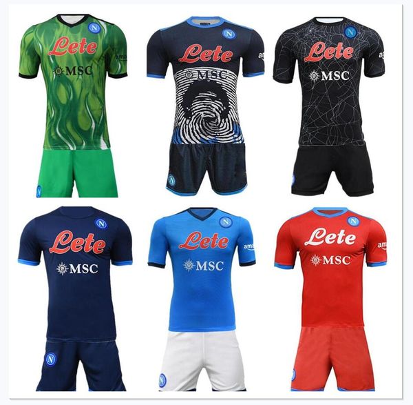 

kids kit 20 21 22 ssc napoli soccer jerseys lozano osimhen insigne football shirt maglia mertens verdi milik 2021 2022 maillots de foot, Black