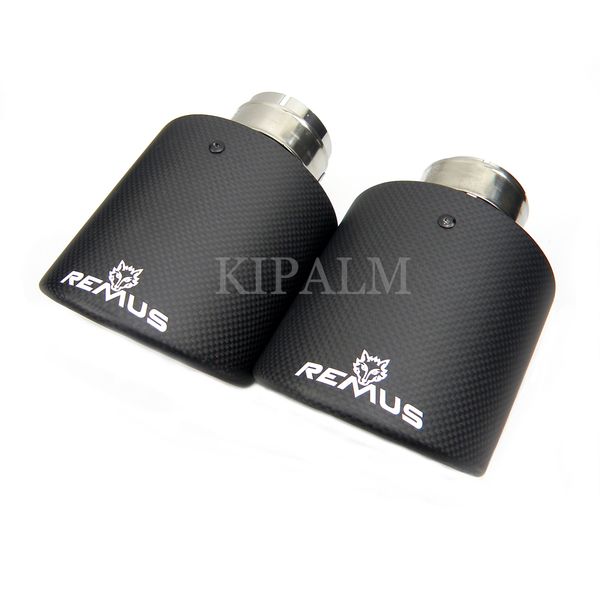 

car universal curly edge remus sport matte carbon fiber exhaust muffler tips with expand outlet for bmw audi golf mazda land rover jaguar