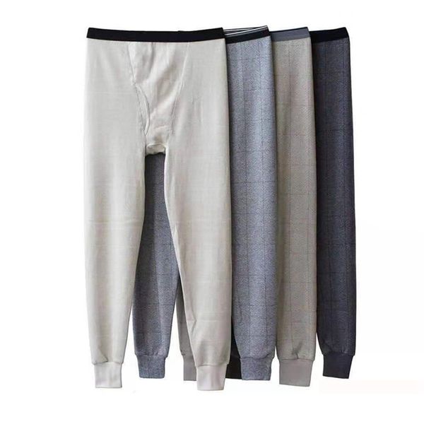 

cotton thermal underwear men winter warm long johns sleep wear bottoms pants males tight legging winter underpants for home wear 211105, Black;white
