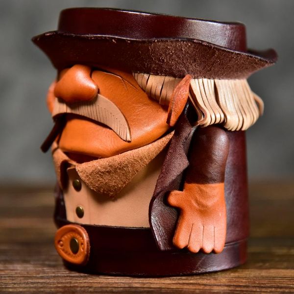 

backpack vintage retro leather pen holder storage fountain handmade creative gift