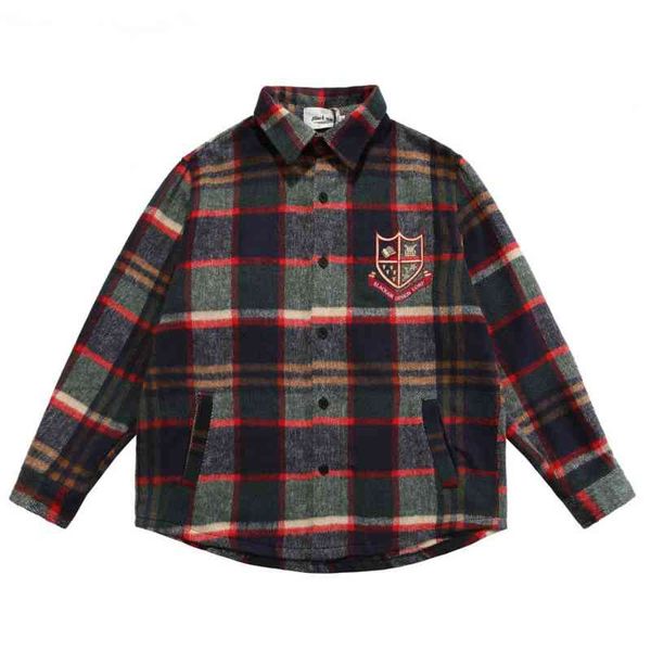 

jackets for men soft polyester vintage checks grid male coat 2022 turn-down collar harajuku casual outwear coats men's clothing, Black;brown