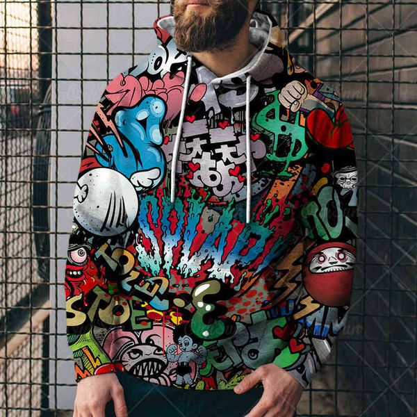 

spring and fall trend colorful hooded sweatshirts fashion o-neck selling men's cloth clothpunk personality oversized hoodie, Black