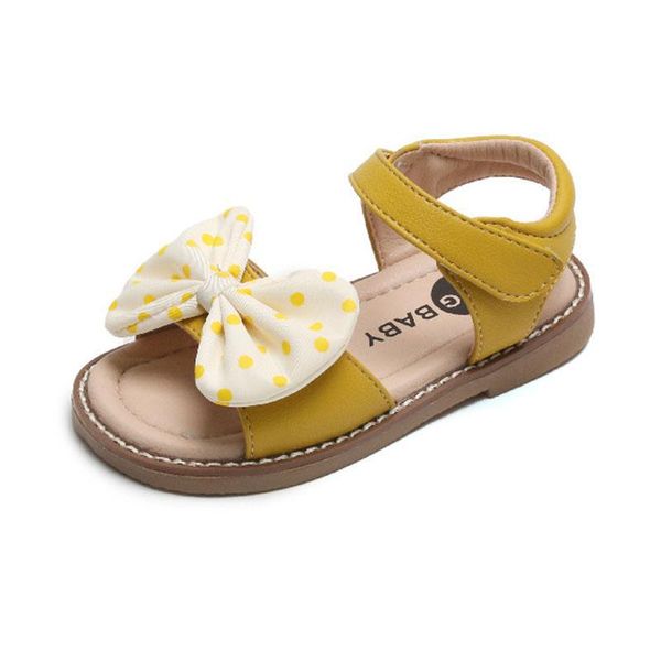 

kids girls polka dots butterfly-knot hook & loop beach sandals for children elegant non-slip summer shoes size 21-30, Black;red