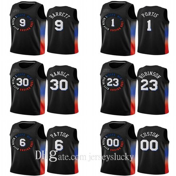 

2021 men 6 payton 9 rj barrett kevin knox ii swingman city basketball jersey black icon edition jerseys size s-2xl