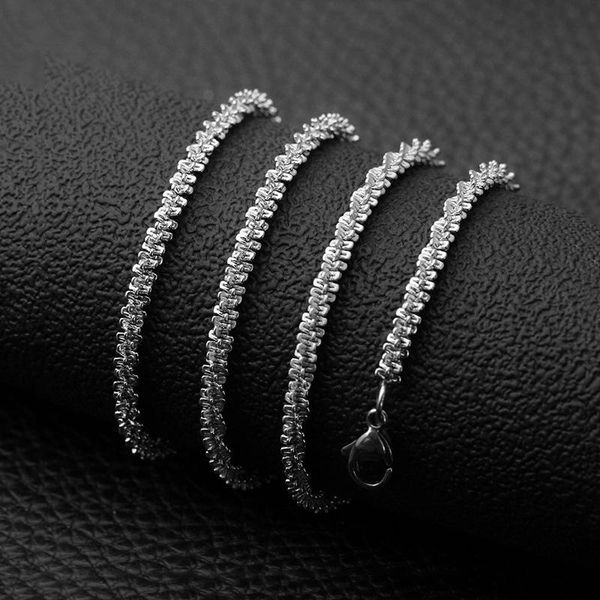 

3.5mm women chain necklace blade figaro link stainless steel choker jewelry 50cm 55cm chains, Silver