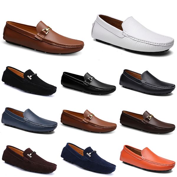 Sapatos Condução Casual Doudou Couro Masculino Respirável Sola Macia Luz Tan Pretos Navys Brancos Azuis Siers Amarelos Cinza Calçados All-match Lazys Cross-border 89