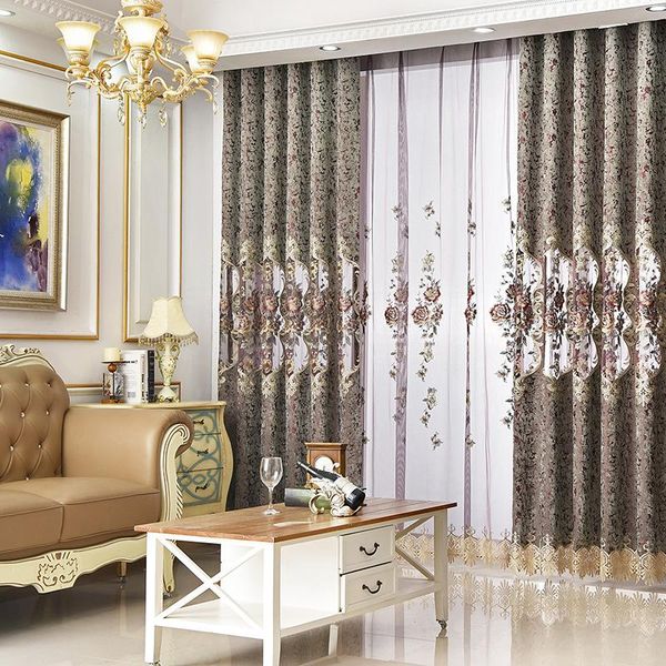

curtain & drapes curtains for living room bedroom wind chenille hollow embroidery rich peony jacquard bottom