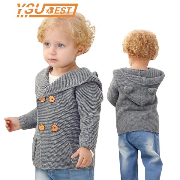 

kids knitted cardigan autumn children hooded sweater bear boys clothing baby sweaters infant girls single-breasted jacket 210417, Blue;gray