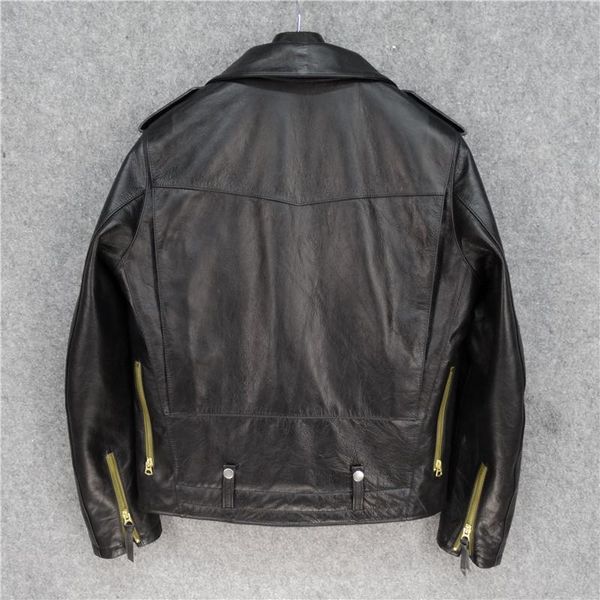 

men's leather & faux 2021 blakc men american j24 motorcycle jacket plus size xxxl wool collar genuine cowhide warm biker's coat, Black