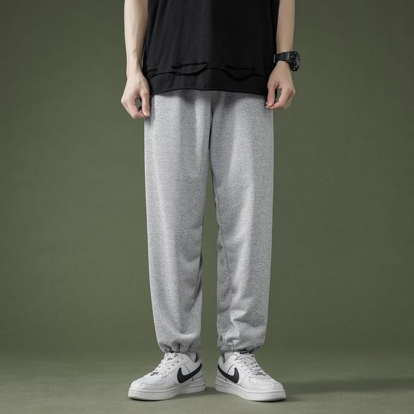 

men's pants men's sports casual trend hip hop street fashion loose lace-up harem m-5xl pure color bunch men pantalones, Black