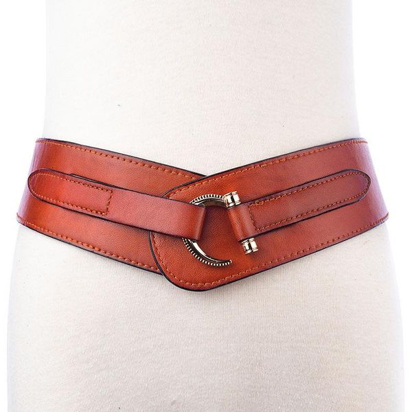

belts fashion waist belt vintage faux leather buckle wide strap retro women waistband all-match simple boyfriend, Black;brown