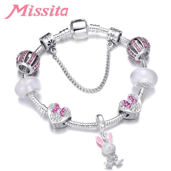 

charm bracelets missita cute pendant bracelet with lovely beads for women silver jewelry brand anniversary gift, Golden;silver