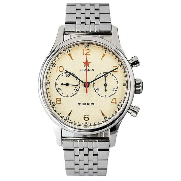 

wristwatches 40mm seakoss 1963 seagull chronograph men st19 hand winding movement stainless steel strap mechanical watches waterproof lumino, Slivery;brown