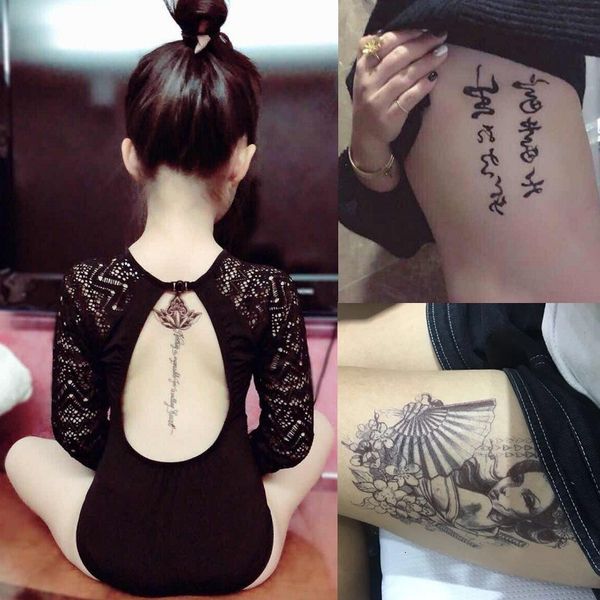 

tattoo paste vatican back tatdoo sticker waterproof simulation 3d geisha face letter