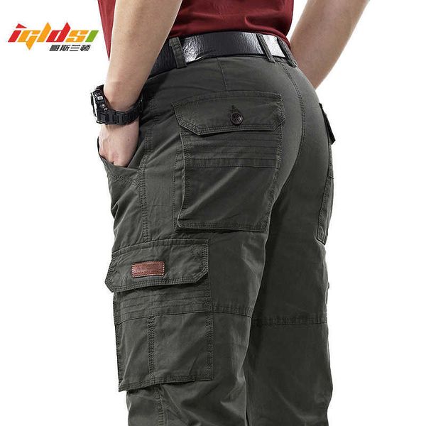 

men's overalls military army cargo pants spring cotton baggy denim pants male multi-pockets casual long trousers plus size 42 210616, Black