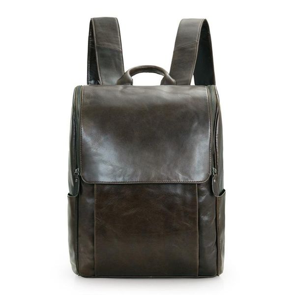 

backpack arriaval men leather genuine cow rucksack daily causal bag pack laptop