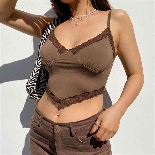

lace side camisole outer women tanks wear trend slim slimming girl y2k crop for, White