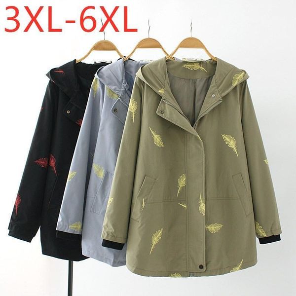 

ladies spring autumn plus size hoodie jacket for women large loose long sleeve green zipper print coat 3xl 4xl 5xl 6xl women's jackets1, Black;brown