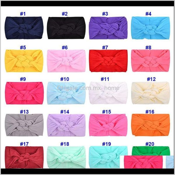 

accessories baby kids maternity drop delivery 2021 baby headbands bebe bows classic knot headwrap super soft stretchy nylon hair bands for b, Slivery;white