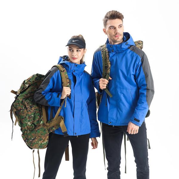 

men's jackets winter and women's jackets, ski stand-up collar, long-sleeved zipper, two-piece solid color loose coat, Black;brown