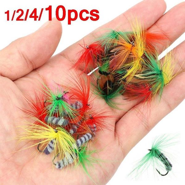 

10pcs insects flies fishing lures bait steel hook fish tackle with super sharpened crank decoy hooks