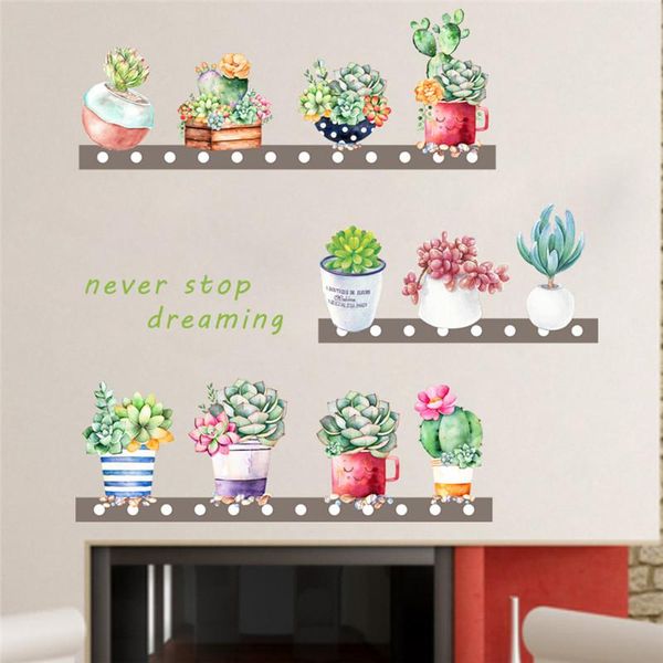 

wall stickers succulent plants for office living room bedroom home decoration natural mural art diy pvc decal