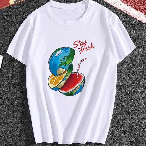 

women's t-shirt fashion women t shirt funny earth printed female short sleeve girls harajuku graphics cute tee shirts clothing, White