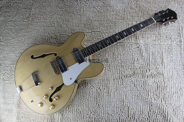 

guitar custom l5 jazz semi hollow electric guitar natural wooden color -2