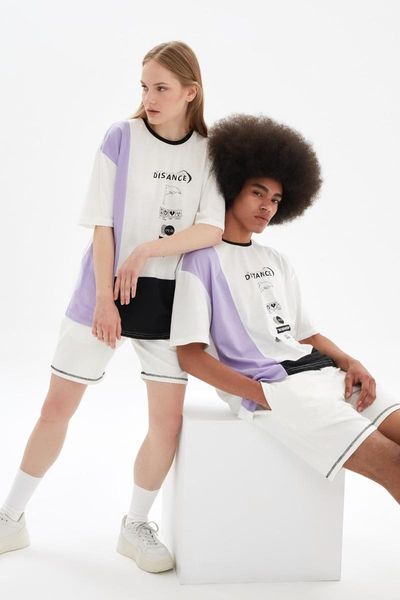 

men's t-shirts trendyol oversize with color block t-shirt tmnss21ts3365, White;black