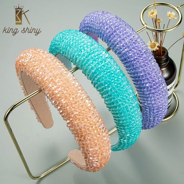 

hair clips & barrettes boutique baroque colorful crystal headband for woman hand made diamante padded sponge hairband bridal wedding accesso, Golden;silver