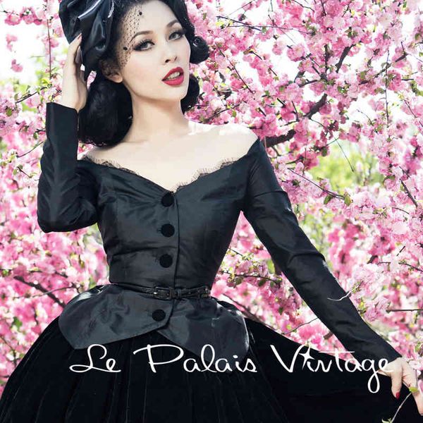 

women's jackets fret le palais limited edition of vintage elegant black lace cleavage narrow waist silks and satin jackets, Black;brown