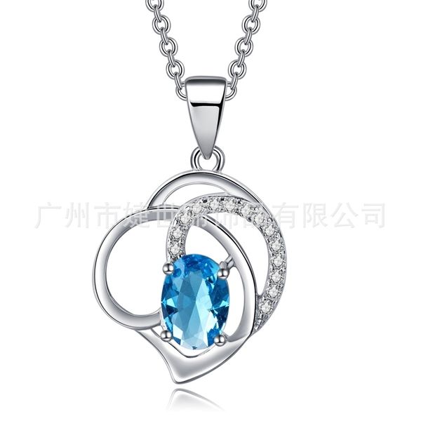 

925 silver clavicle chain artificial z stone pendant, Black