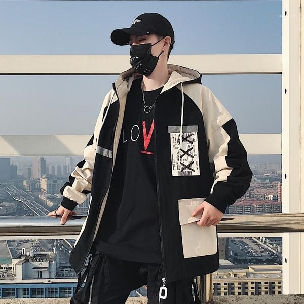 

men's jackets combat jacket with hood men spring swag cool rock big mens hip hop streetwear college vintage man 5j141, Black;brown